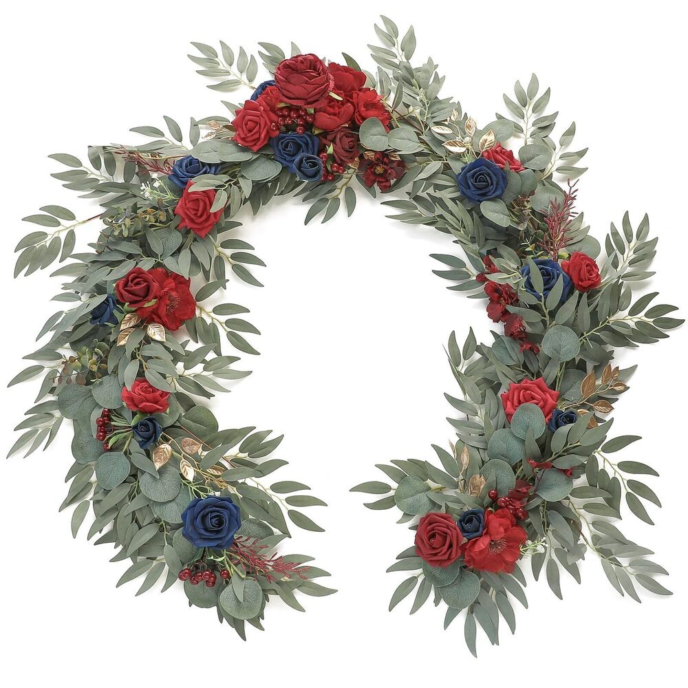 9592 6ft Artificial Eucalyptus Garland with Flowers Greenery Faux Floral